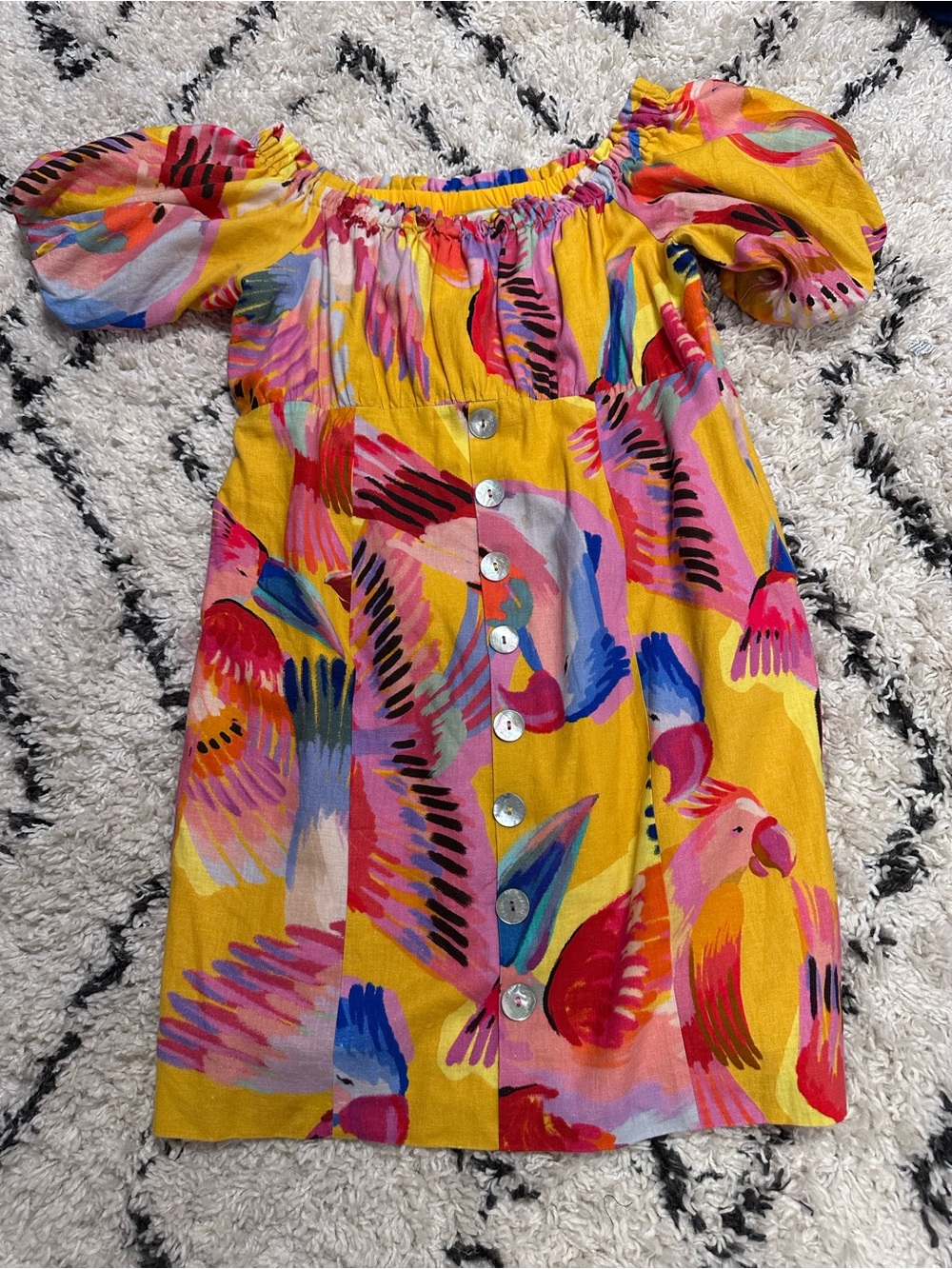 FARM Rio Yellow Multicolor Mini Dress with Floral Brushstrokes - Picture 2 of 6